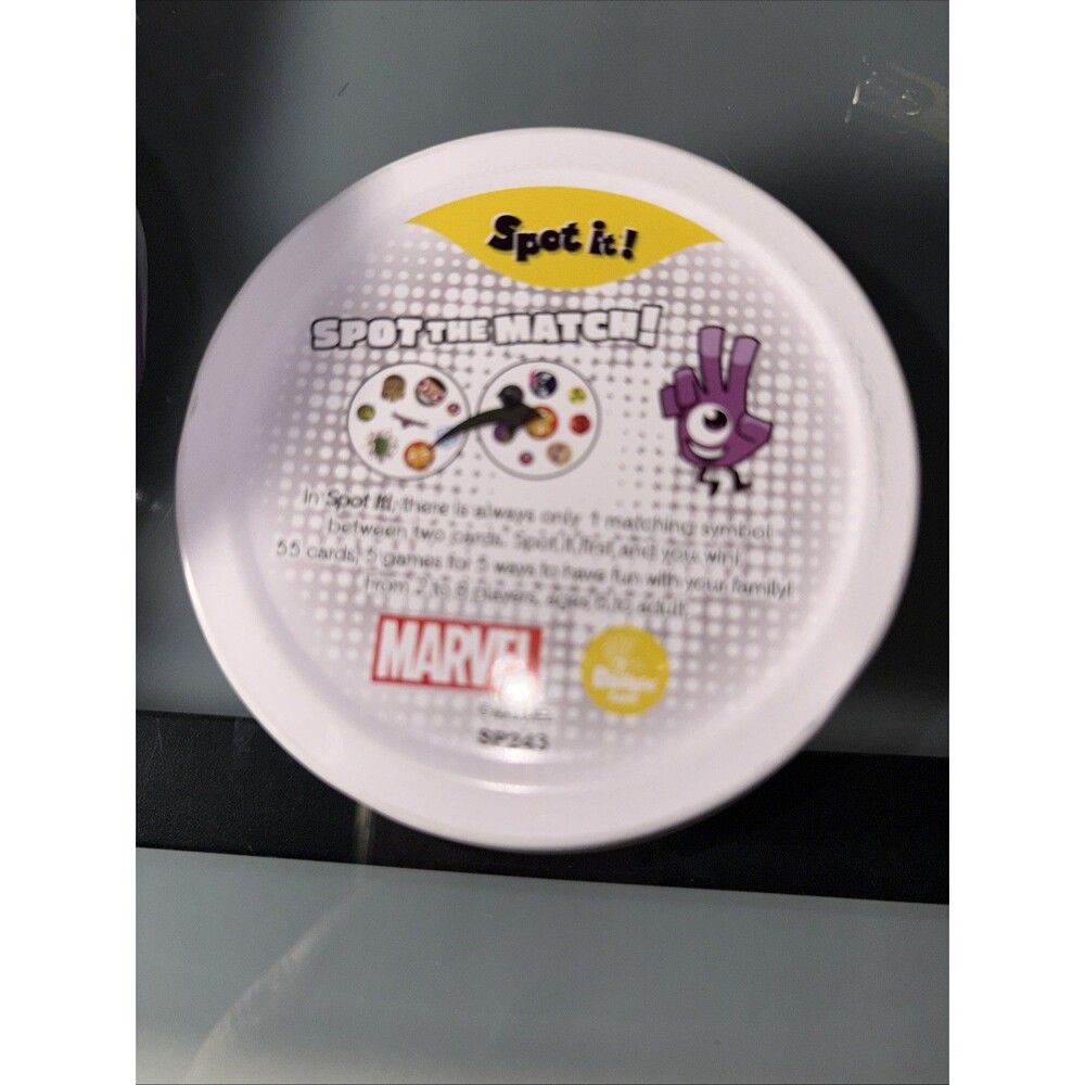 Spot It! Card Game Lot of 2 - Classic Edition & Marvel Emojis Tins Complete - Picture 3 of 3